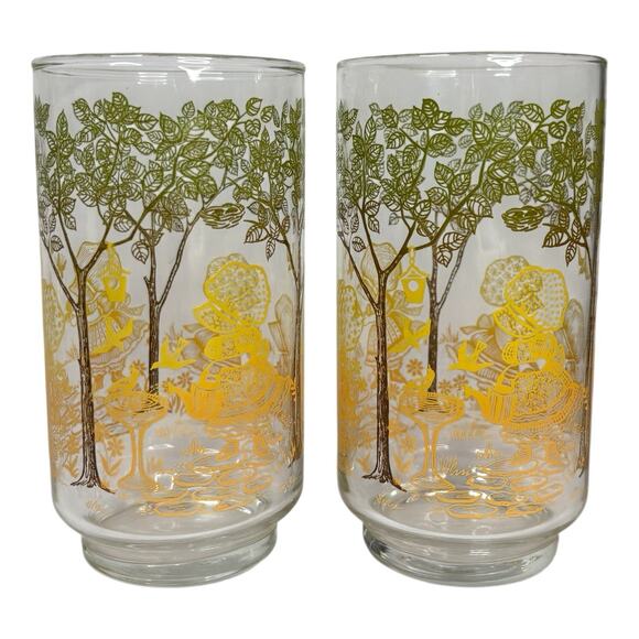 VTG SET OF (2) Sunbonnet Girl Drinking Glasses Tumblers Libbey RARE Holly Hobby - Picture 1 of 16